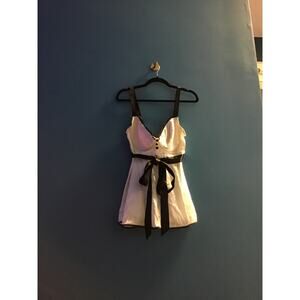 Vintage Intimate Attitudes White Black Lingerie Top Waist Tie Women's Size 1X